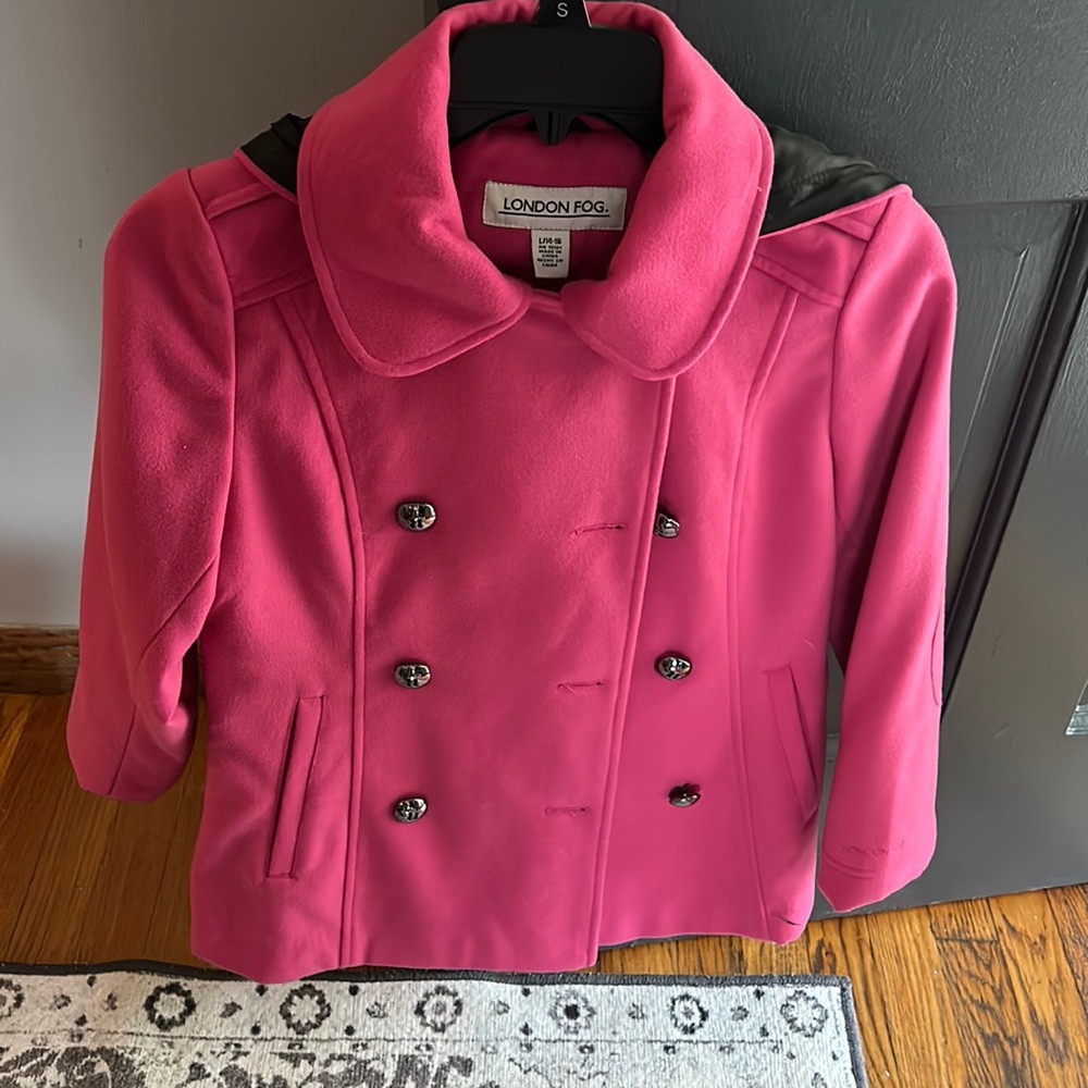 London Fog pink pea coat. Girls 14-16.  Mint condition.